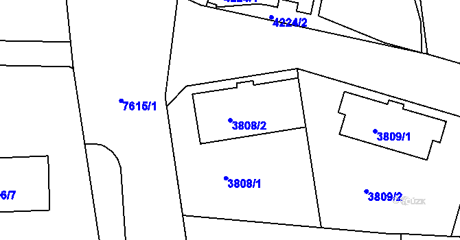 Parcela st. 3808/2 v KÚ Lískovec u Frýdku-Místku, Katastrální mapa