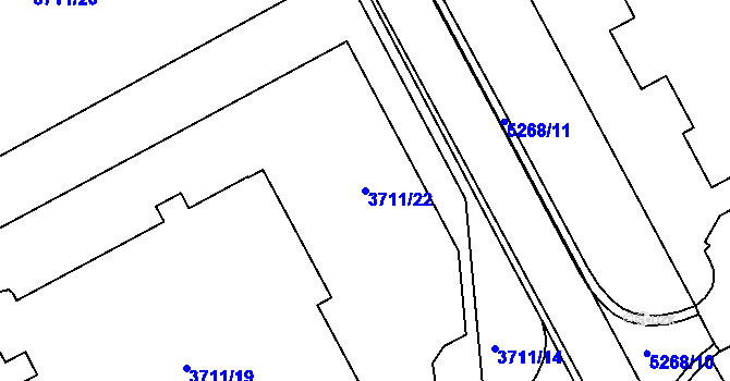 Parcela st. 3711/22 v KÚ Lískovec u Frýdku-Místku, Katastrální mapa