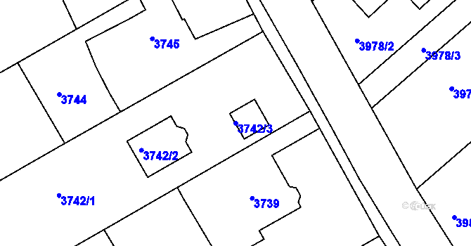 Parcela st. 3742/3 v KÚ Lískovec u Frýdku-Místku, Katastrální mapa