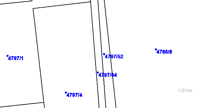 Parcela st. 4797/52 v KÚ Lískovec u Frýdku-Místku, Katastrální mapa