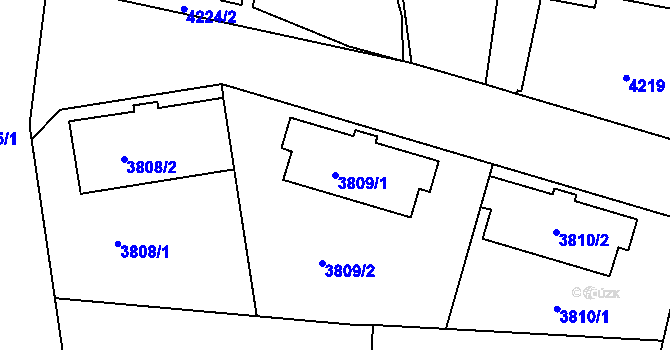 Parcela st. 3809/1 v KÚ Lískovec u Frýdku-Místku, Katastrální mapa