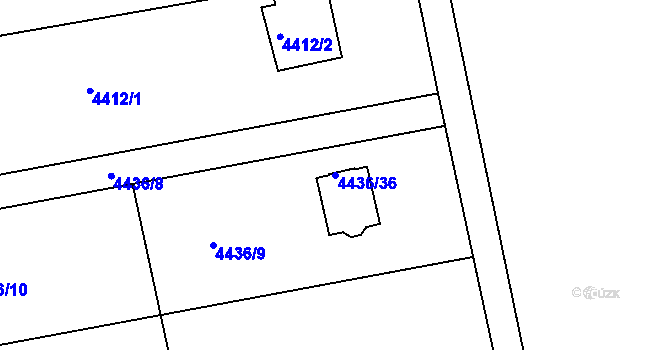 Parcela st. 4436/36 v KÚ Lískovec u Frýdku-Místku, Katastrální mapa