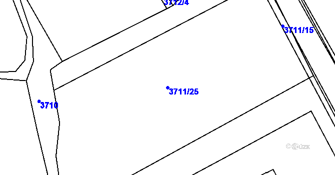 Parcela st. 3711/25 v KÚ Lískovec u Frýdku-Místku, Katastrální mapa