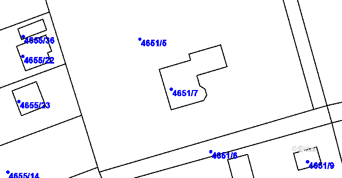 Parcela st. 4651/7 v KÚ Lískovec u Frýdku-Místku, Katastrální mapa