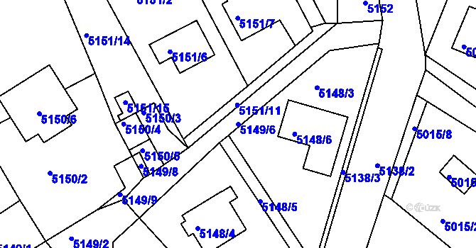 Parcela st. 5149/6 v KÚ Lískovec u Frýdku-Místku, Katastrální mapa