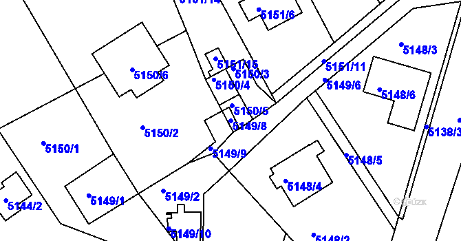 Parcela st. 5149/8 v KÚ Lískovec u Frýdku-Místku, Katastrální mapa
