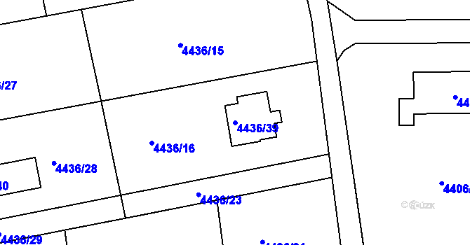 Parcela st. 4436/39 v KÚ Lískovec u Frýdku-Místku, Katastrální mapa