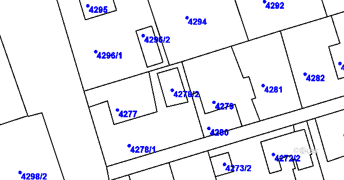 Parcela st. 4278/2 v KÚ Lískovec u Frýdku-Místku, Katastrální mapa