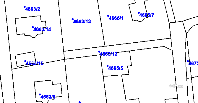 Parcela st. 4663/12 v KÚ Lískovec u Frýdku-Místku, Katastrální mapa