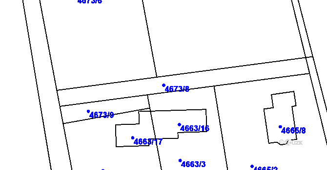 Parcela st. 4673/8 v KÚ Lískovec u Frýdku-Místku, Katastrální mapa