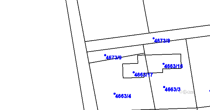 Parcela st. 4673/9 v KÚ Lískovec u Frýdku-Místku, Katastrální mapa