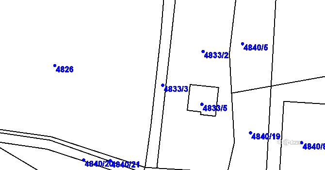 Parcela st. 4833/3 v KÚ Lískovec u Frýdku-Místku, Katastrální mapa