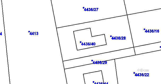 Parcela st. 4436/40 v KÚ Lískovec u Frýdku-Místku, Katastrální mapa