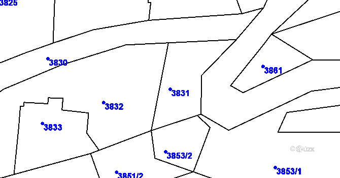 Parcela st. 3831 v KÚ Lískovec u Frýdku-Místku, Katastrální mapa