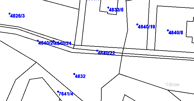 Parcela st. 4840/22 v KÚ Lískovec u Frýdku-Místku, Katastrální mapa