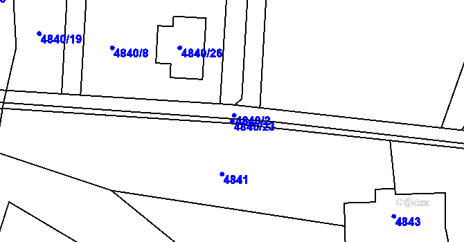 Parcela st. 4840/23 v KÚ Lískovec u Frýdku-Místku, Katastrální mapa