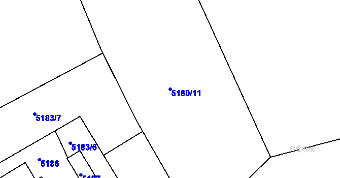 Parcela st. 5180/11 v KÚ Lískovec u Frýdku-Místku, Katastrální mapa