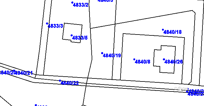 Parcela st. 4840/19 v KÚ Lískovec u Frýdku-Místku, Katastrální mapa