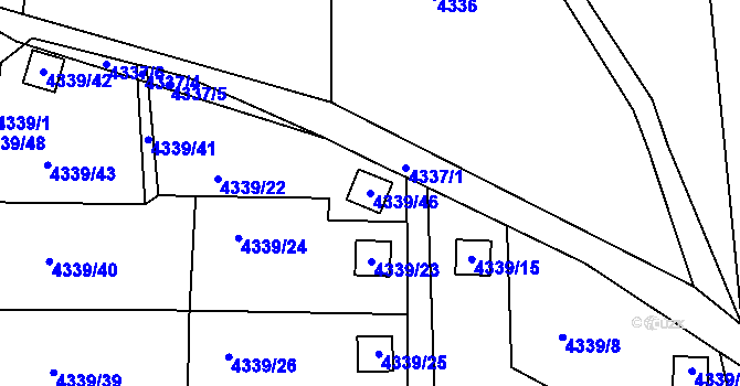 Parcela st. 4339/46 v KÚ Lískovec u Frýdku-Místku, Katastrální mapa