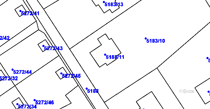 Parcela st. 5183/11 v KÚ Lískovec u Frýdku-Místku, Katastrální mapa