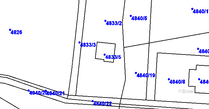 Parcela st. 4833/5 v KÚ Lískovec u Frýdku-Místku, Katastrální mapa