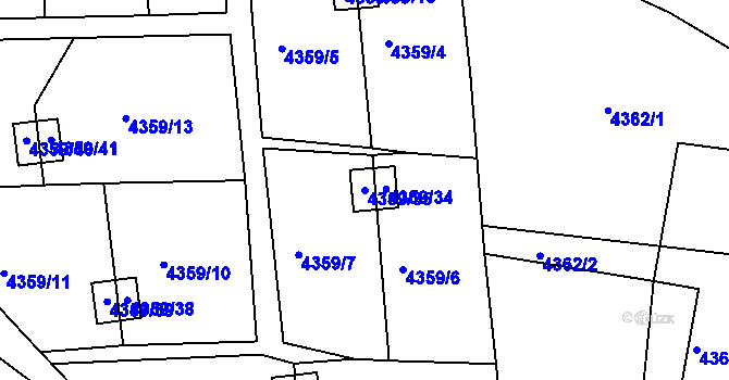 Parcela st. 4359/35 v KÚ Lískovec u Frýdku-Místku, Katastrální mapa