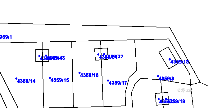 Parcela st. 4359/32 v KÚ Lískovec u Frýdku-Místku, Katastrální mapa