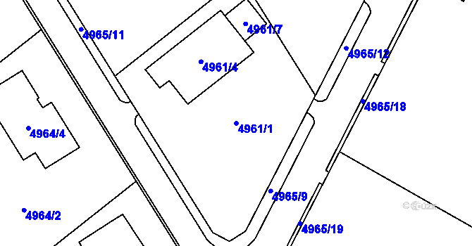 Parcela st. 4961/1 v KÚ Lískovec u Frýdku-Místku, Katastrální mapa