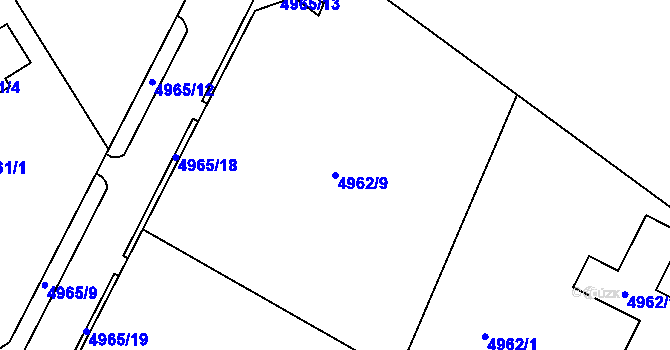 Parcela st. 4962/9 v KÚ Lískovec u Frýdku-Místku, Katastrální mapa