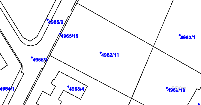 Parcela st. 4962/11 v KÚ Lískovec u Frýdku-Místku, Katastrální mapa