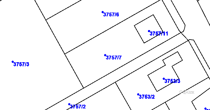 Parcela st. 3757/7 v KÚ Lískovec u Frýdku-Místku, Katastrální mapa