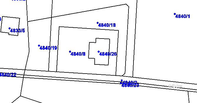 Parcela st. 4840/26 v KÚ Lískovec u Frýdku-Místku, Katastrální mapa