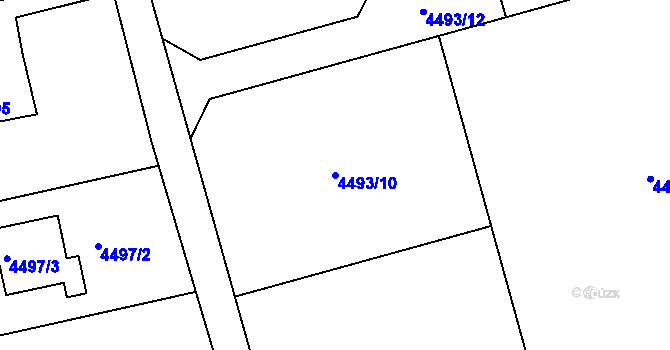 Parcela st. 4493/10 v KÚ Lískovec u Frýdku-Místku, Katastrální mapa