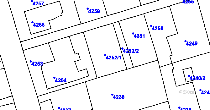 Parcela st. 4252/1 v KÚ Lískovec u Frýdku-Místku, Katastrální mapa