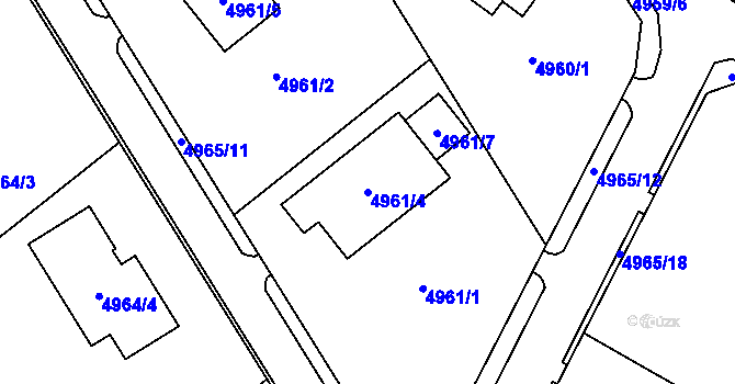 Parcela st. 4961/4 v KÚ Lískovec u Frýdku-Místku, Katastrální mapa