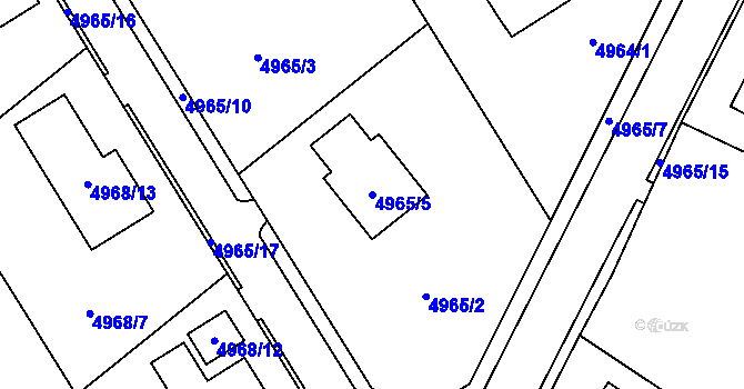 Parcela st. 4965/5 v KÚ Lískovec u Frýdku-Místku, Katastrální mapa