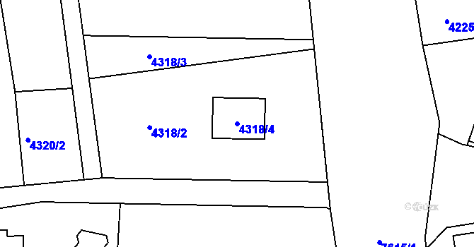 Parcela st. 4318/4 v KÚ Lískovec u Frýdku-Místku, Katastrální mapa