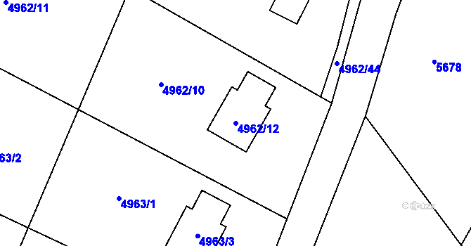Parcela st. 4962/12 v KÚ Lískovec u Frýdku-Místku, Katastrální mapa