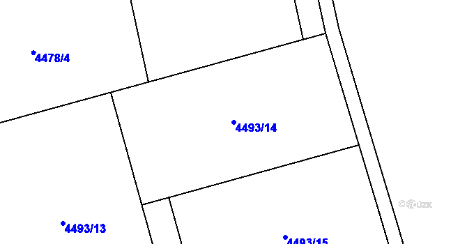 Parcela st. 4493/14 v KÚ Lískovec u Frýdku-Místku, Katastrální mapa