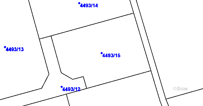 Parcela st. 4493/15 v KÚ Lískovec u Frýdku-Místku, Katastrální mapa