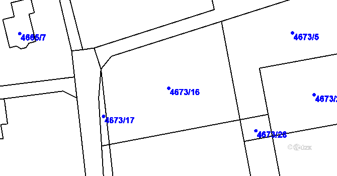 Parcela st. 4673/16 v KÚ Lískovec u Frýdku-Místku, Katastrální mapa