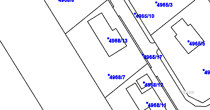Parcela st. 4968/7 v KÚ Lískovec u Frýdku-Místku, Katastrální mapa