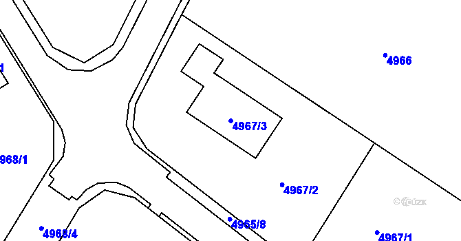 Parcela st. 4967/3 v KÚ Lískovec u Frýdku-Místku, Katastrální mapa
