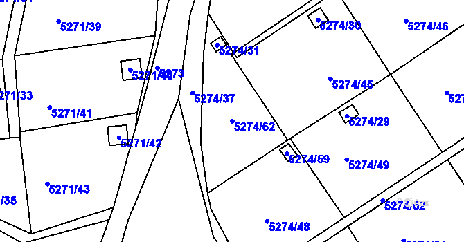 Parcela st. 5274/62 v KÚ Lískovec u Frýdku-Místku, Katastrální mapa
