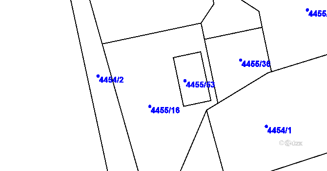 Parcela st. 4455/16 v KÚ Lískovec u Frýdku-Místku, Katastrální mapa