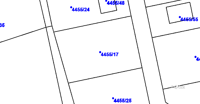 Parcela st. 4455/17 v KÚ Lískovec u Frýdku-Místku, Katastrální mapa