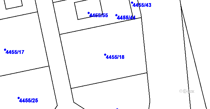 Parcela st. 4455/18 v KÚ Lískovec u Frýdku-Místku, Katastrální mapa
