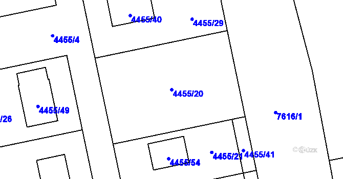 Parcela st. 4455/20 v KÚ Lískovec u Frýdku-Místku, Katastrální mapa