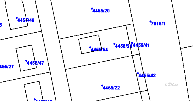 Parcela st. 4455/21 v KÚ Lískovec u Frýdku-Místku, Katastrální mapa