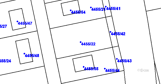 Parcela st. 4455/22 v KÚ Lískovec u Frýdku-Místku, Katastrální mapa